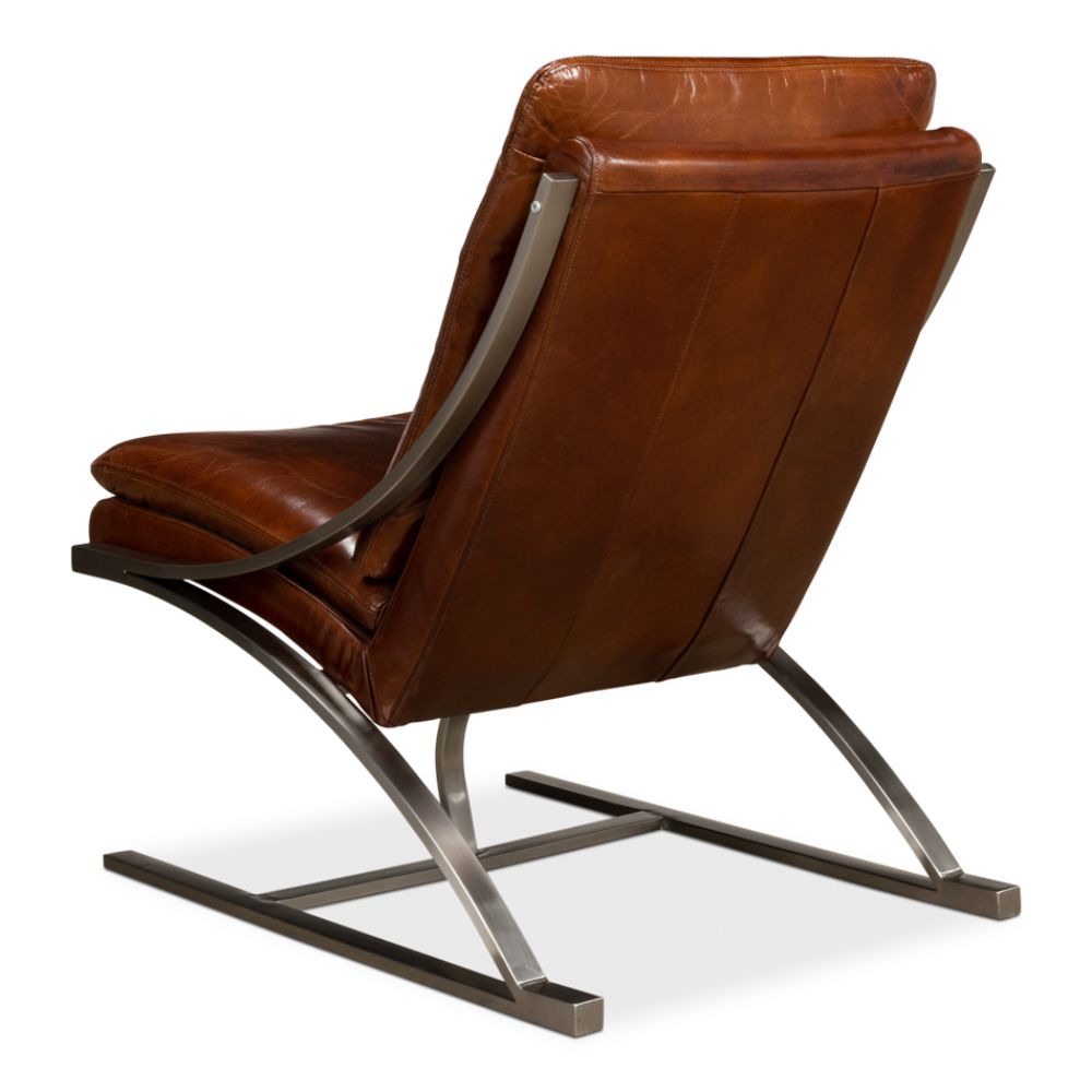 Mc Queen Slipper Chair Brown Leather