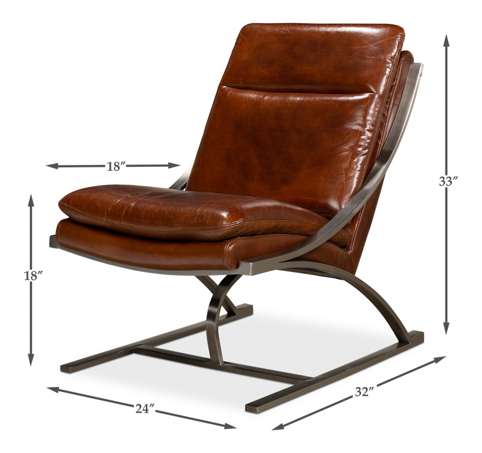 Mc Queen Slipper Chair Brown Leather