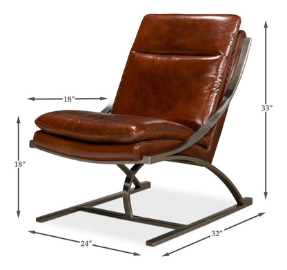 Mc Queen Slipper Chair Brown Leather