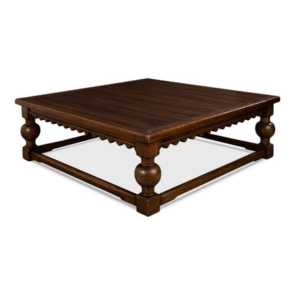 Durand Coffee Table Square Solid Wood Dark Brown