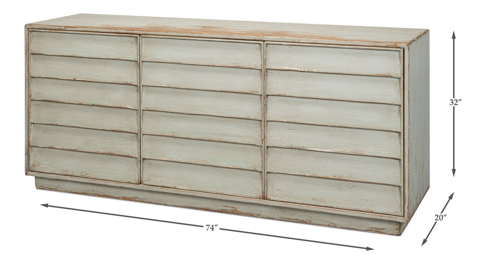 Louvered Sideboard Sage Cabinet For Living Room