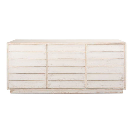 Louvered Sideboard Whitewash Cabinet For Living Room