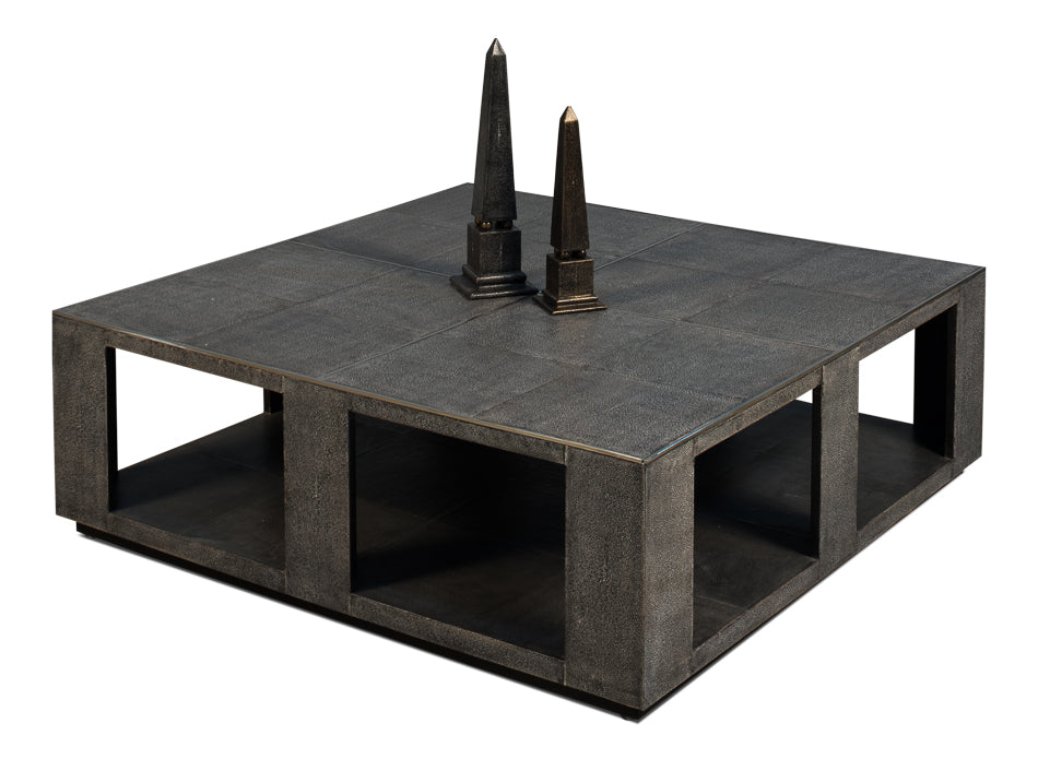 Partners Shagreen Leather Square Coffee Table