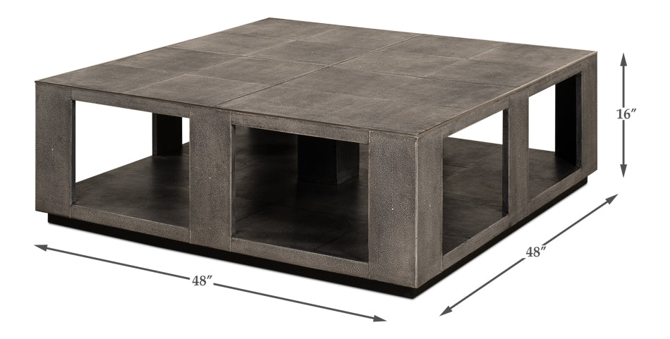 Partners Shagreen Leather Square Coffee Table