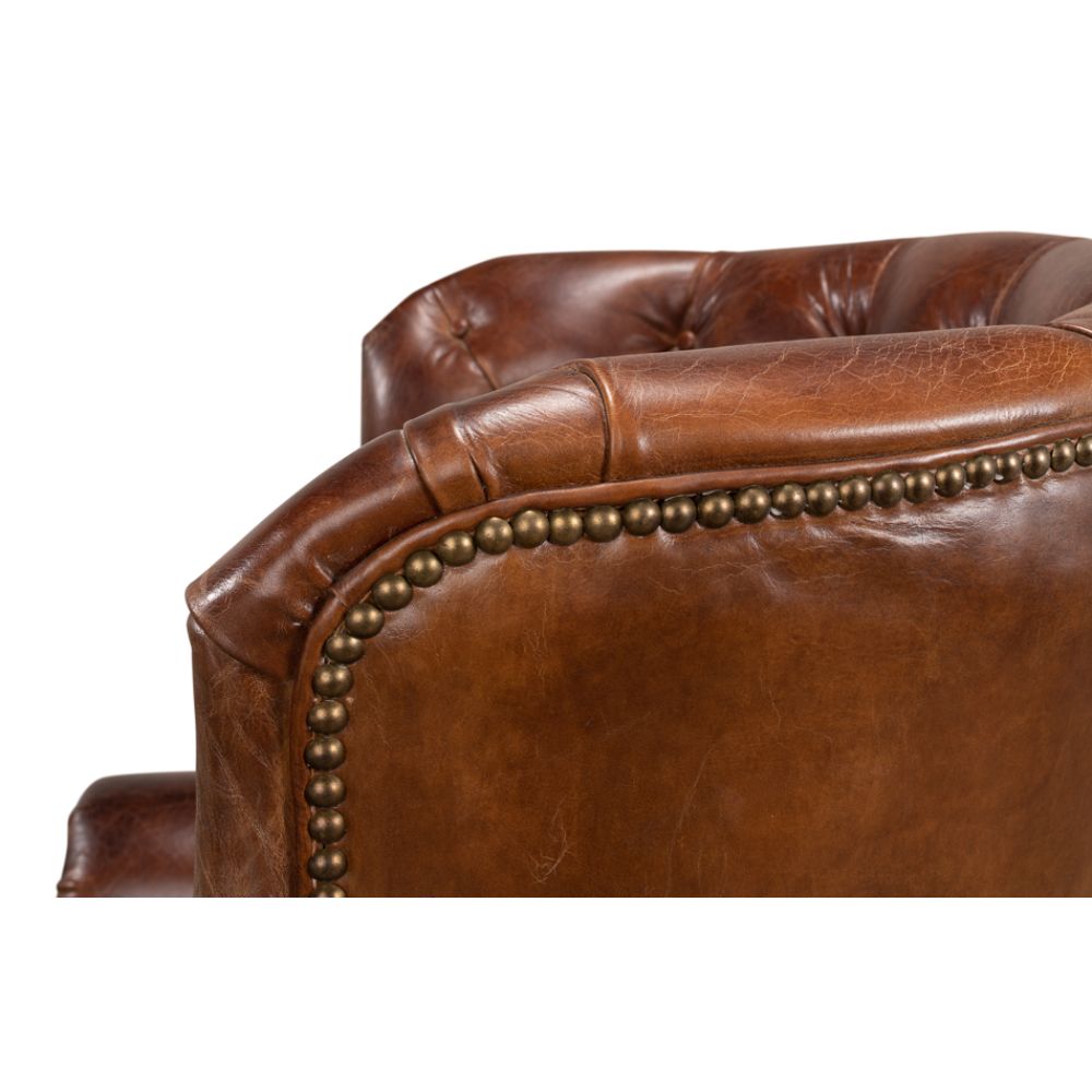 Welsh Leather Wingback Accent Chair Vintage Havana