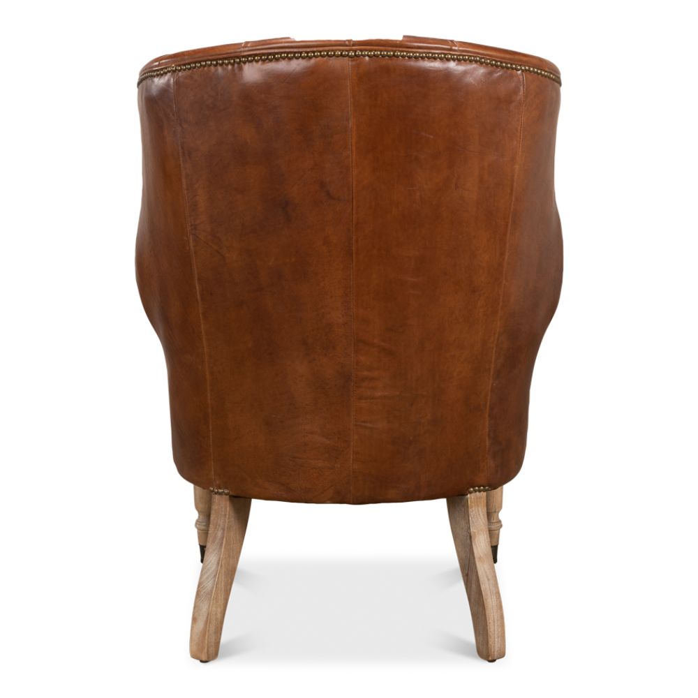 Welsh Leather Wingback Accent Chair Vintage Havana