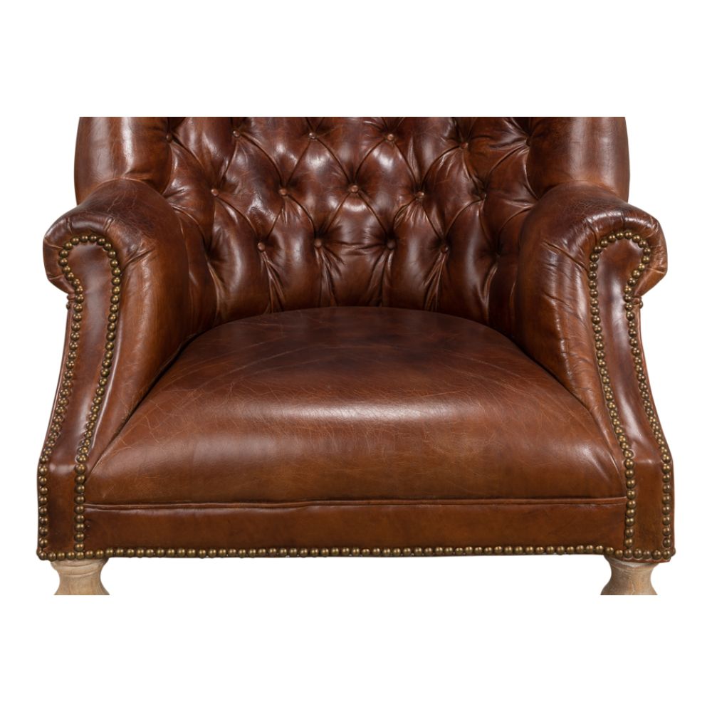 Welsh Leather Wingback Accent Chair Vintage Havana