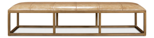 Long Hall Bench Beige Leather