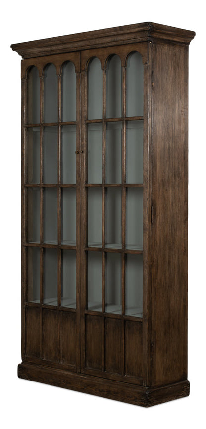 Refined Arches Tall Curio Bookcase Glass Doors