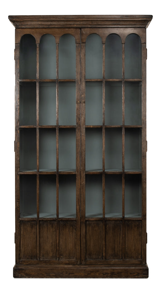 Refined Arches Tall Curio Bookcase Glass Doors