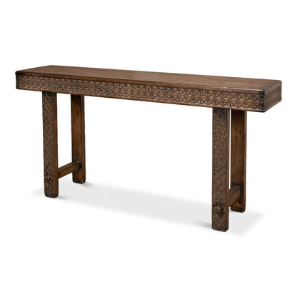 Honeycomb & Cross Console Table Solid Wood