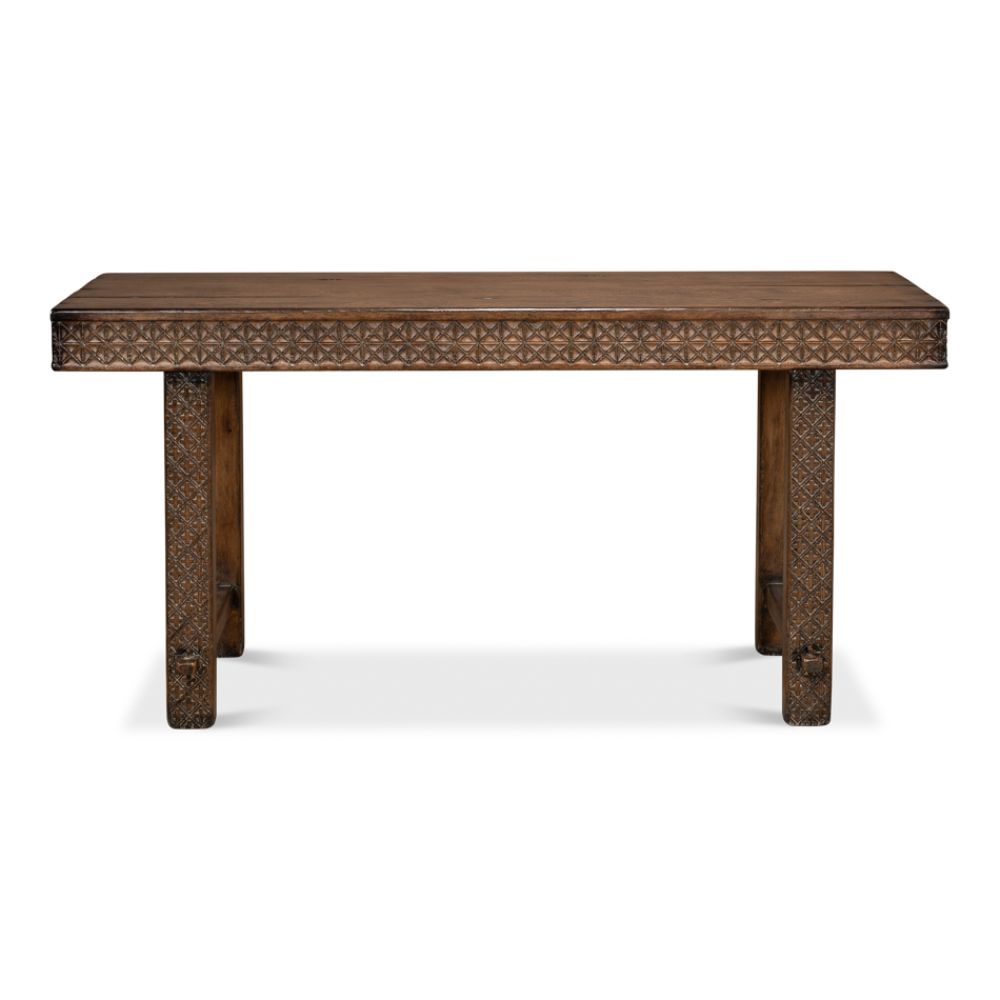 Honeycomb & Cross Console Table Solid Wood