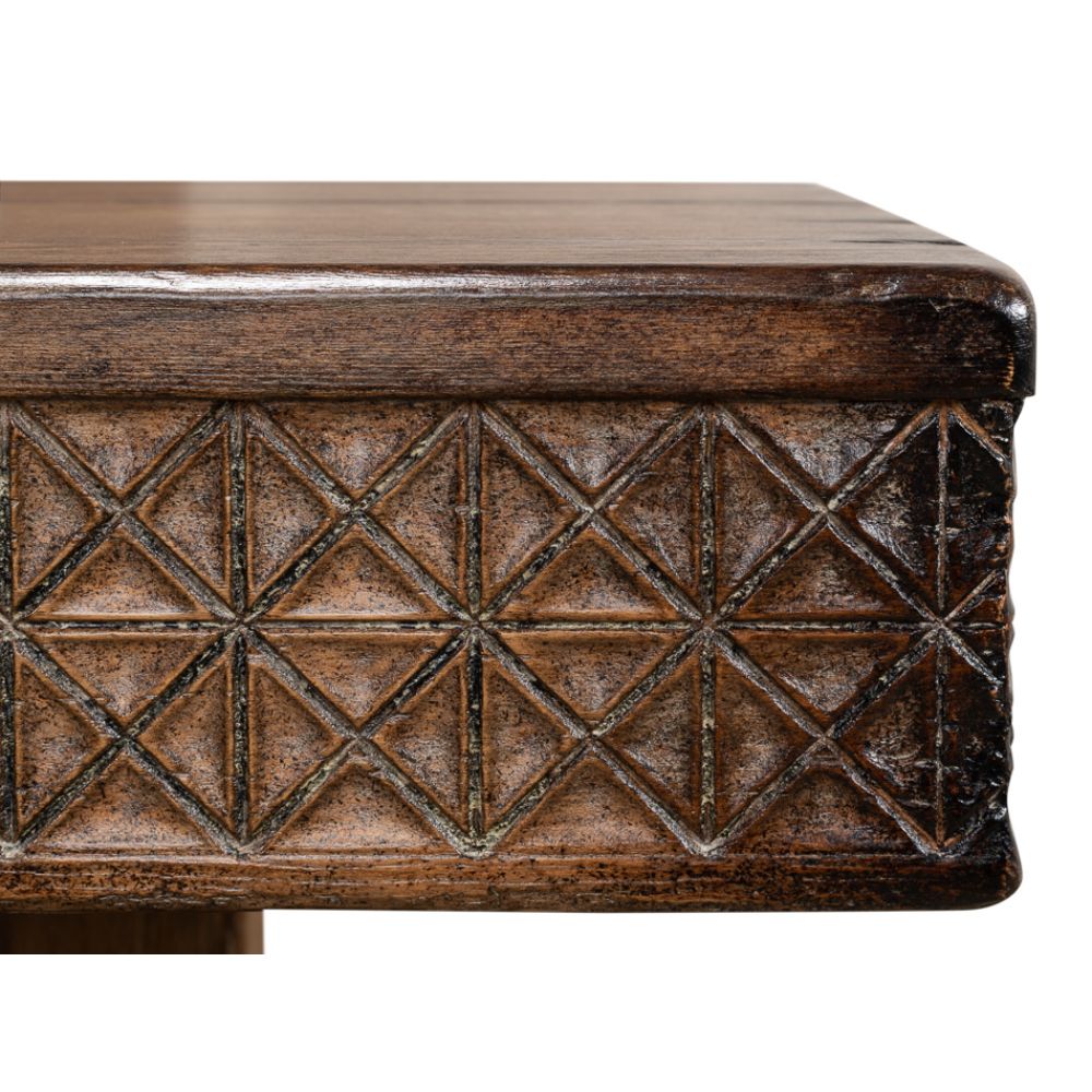 Honeycomb & Cross Console Table Solid Wood