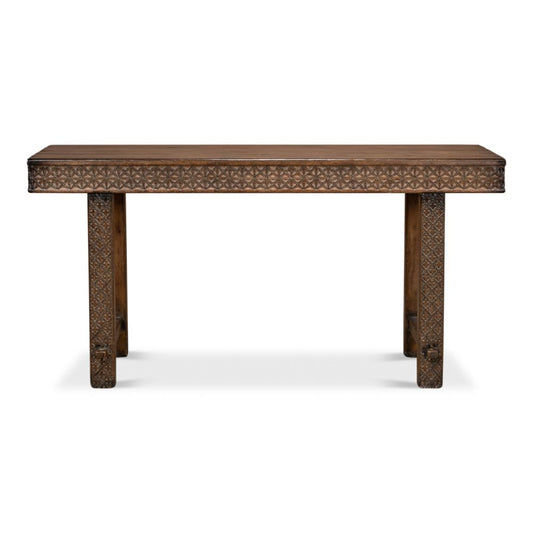 Honeycomb & Cross Console Table Solid Wood