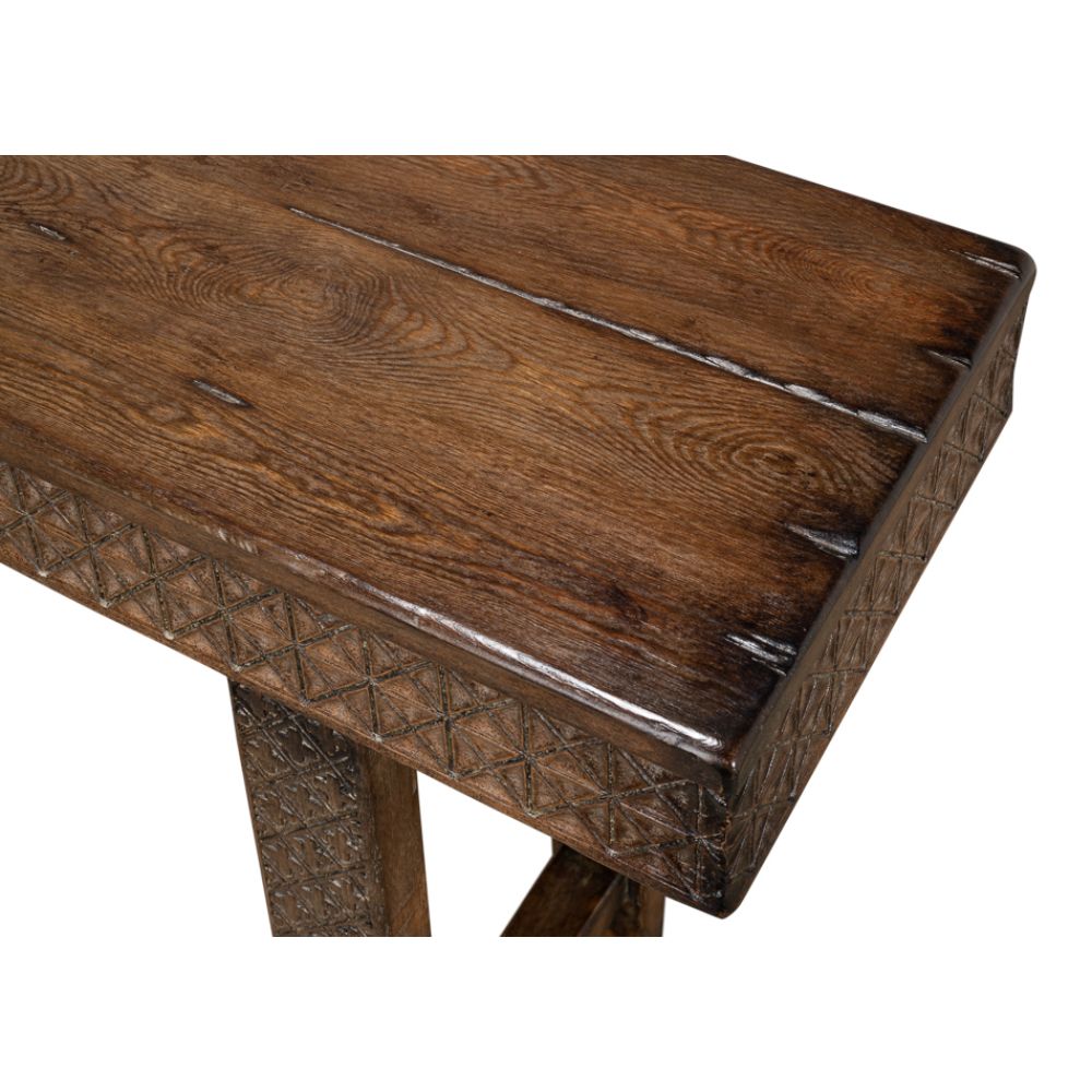 Honeycomb & Cross Console Table Solid Wood