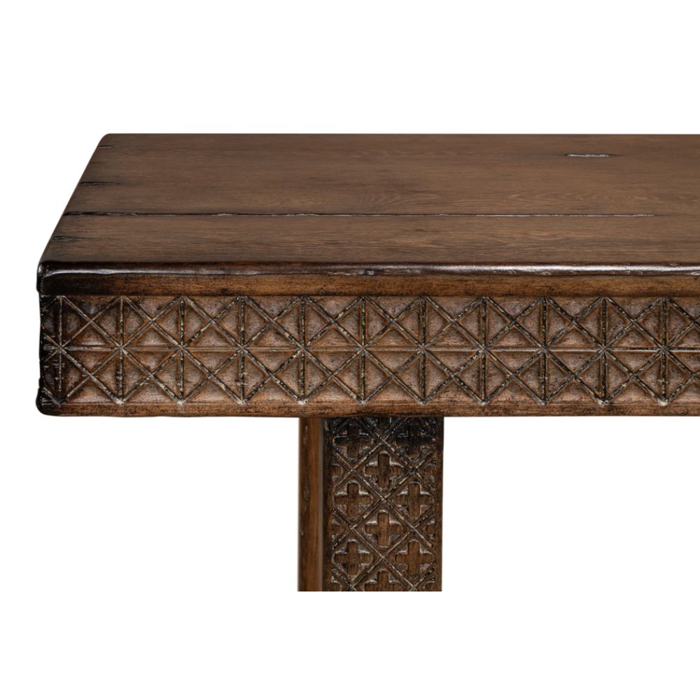 Honeycomb & Cross Console Table Solid Wood