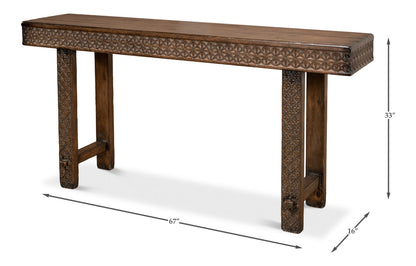 Honeycomb & Cross Console Table Solid Wood