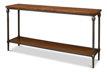 Huntsman Console Table With Shelf Wood and Iron Frame