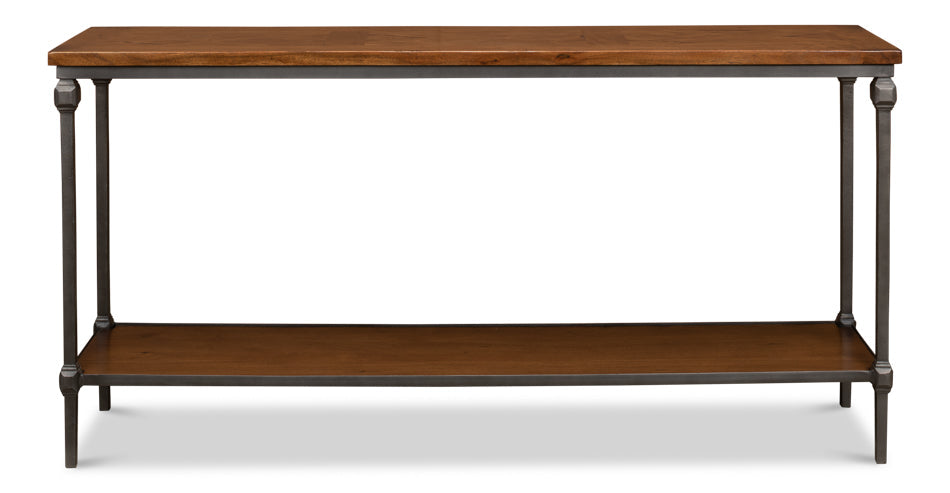 Huntsman Console Table With Shelf Wood and Iron Frame