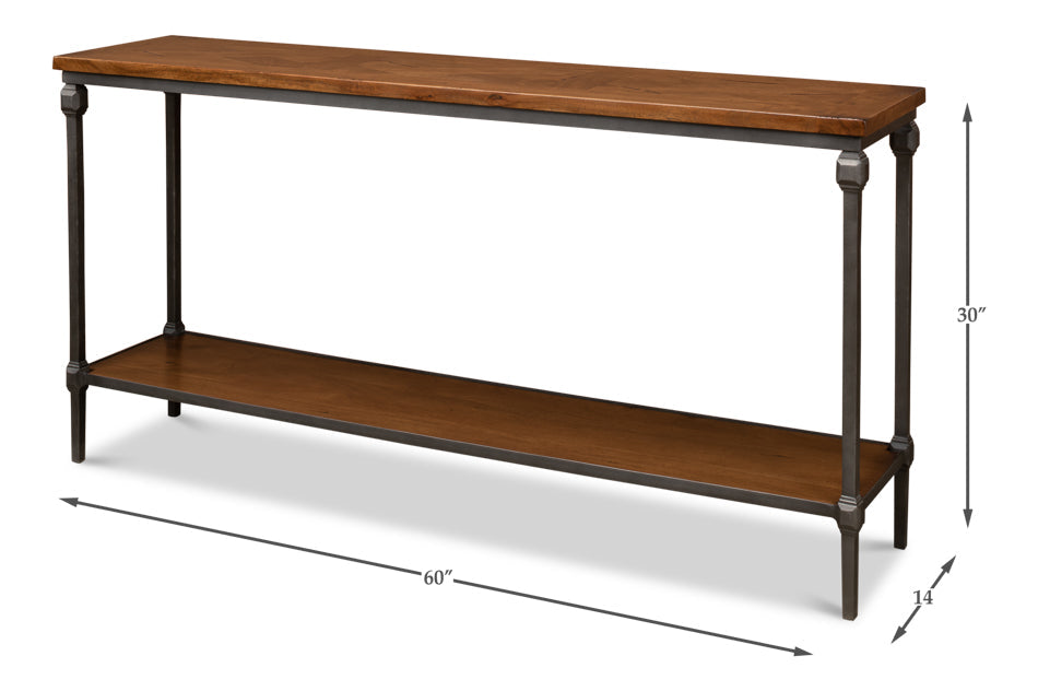 Huntsman Console Table With Shelf Wood and Iron Frame