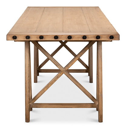 Sawhorse Desk Natural Polished Old Pine