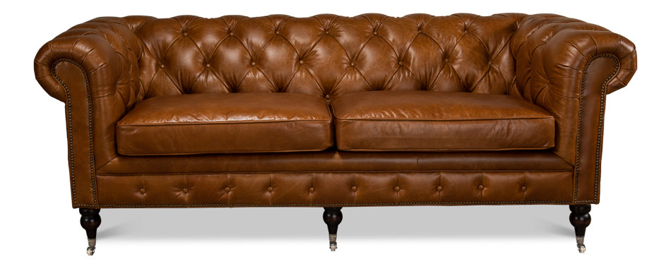 Tufted English Chesterfield Club Sofa Cuba Brown