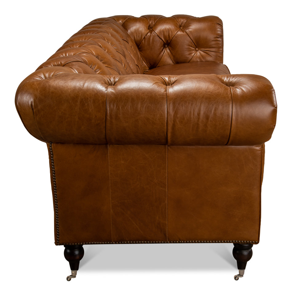 Tufted English Chesterfield Club Sofa Cuba Brown