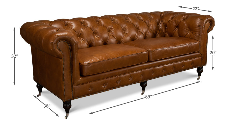 Tufted English Chesterfield Club Sofa Cuba Brown