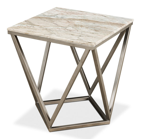 Trapezoid Side Table Marble Top