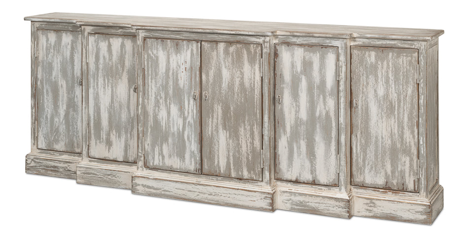 Waterfall Front Credenza Cabinet for Living Room Distressed