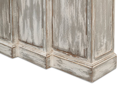 Waterfall Front Credenza Cabinet for Living Room Distressed