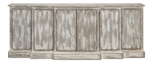 Waterfall Front Credenza Cabinet for Living Room Distressed
