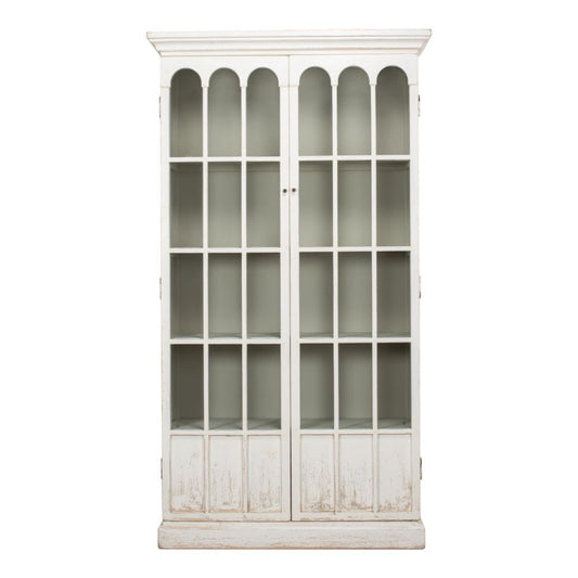 Edgar Allan Glass Doors Curio Bookcase White