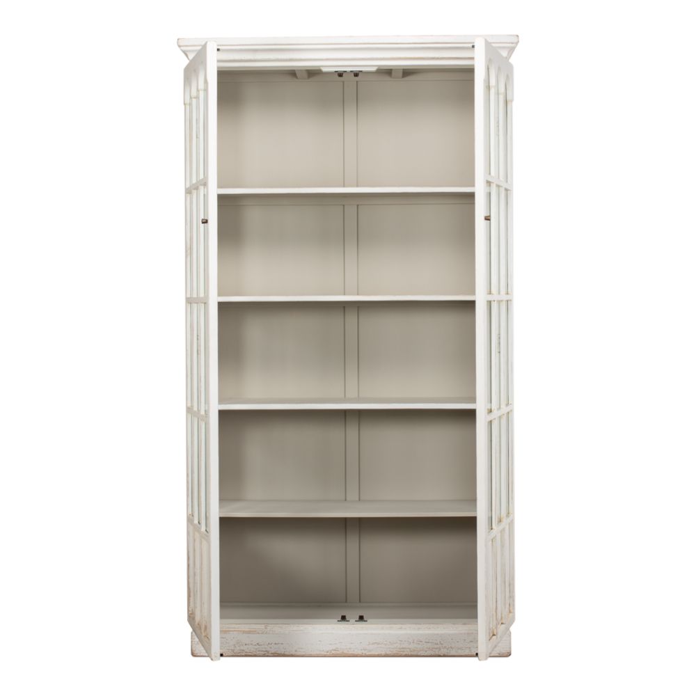 Edgar Allan Glass Doors Curio Bookcase White