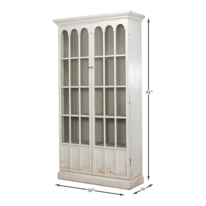 Edgar Allan Glass Doors Curio Bookcase White