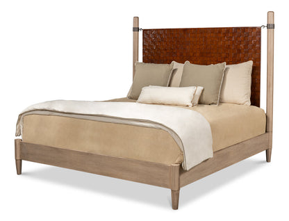 Marcus King Bed Frame Brown Leather