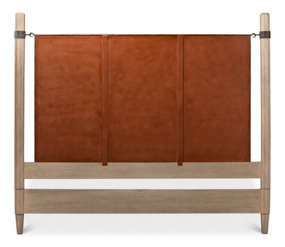 Marcus King Bed Frame Brown Leather