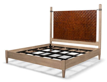 Marcus King Bed Frame Brown Leather