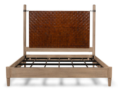 Marcus King Bed Frame Brown Leather