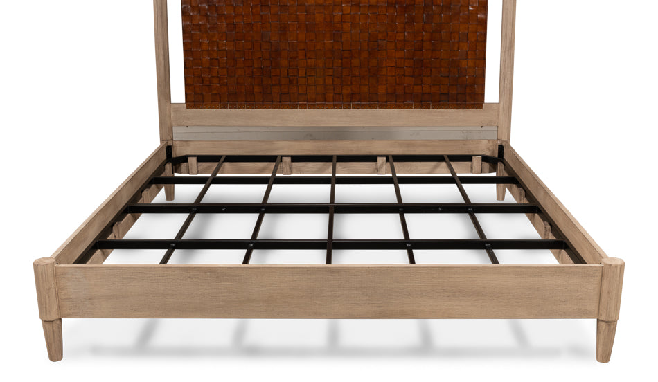 Marcus King Bed Frame Brown Leather