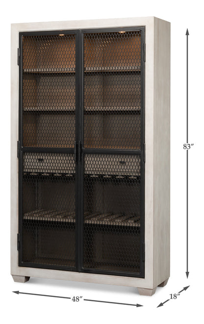 Vineyards Home Bar Cabinet With Lights, Metal Doors