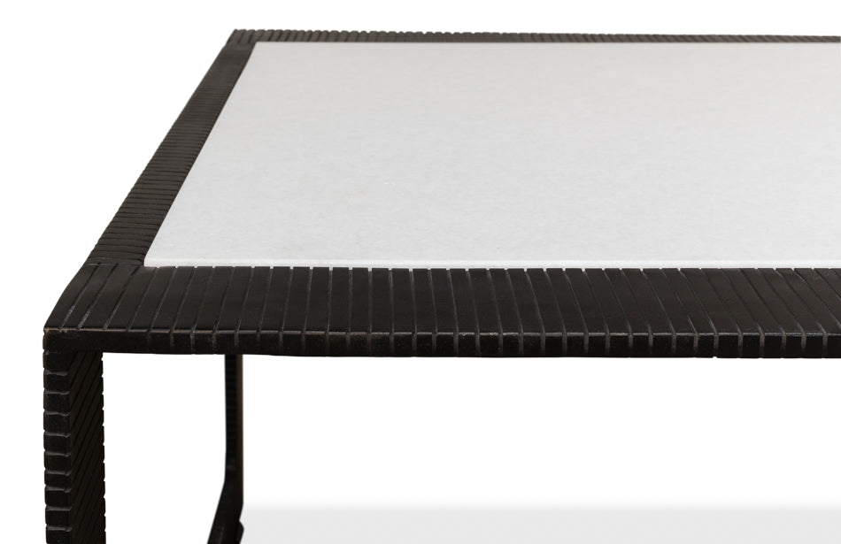 Ridged Iron Rectangular Coffee Table