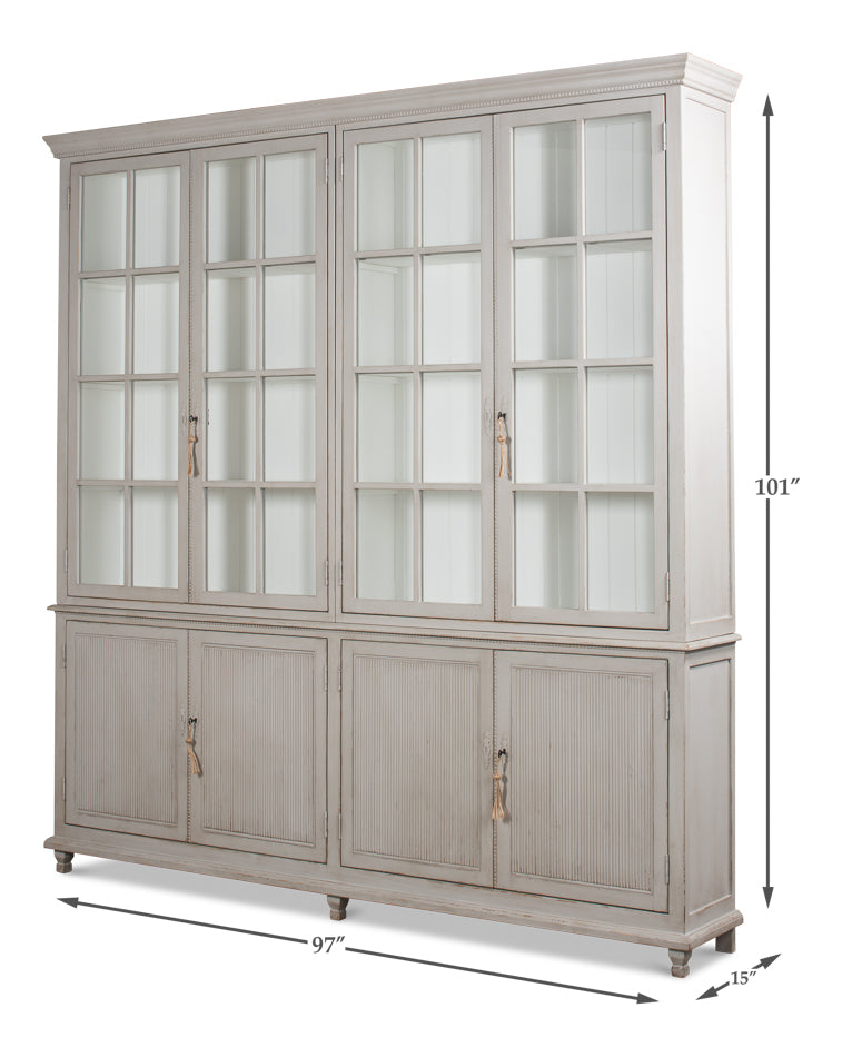 Harper Glass Doors Front Curio Bookcase With Cabinets