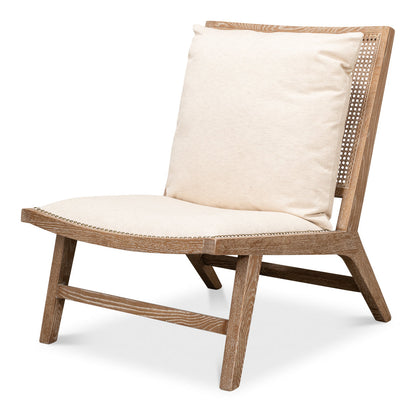 Mia Chair Cream Linen Exposed Wood Slipper Chair