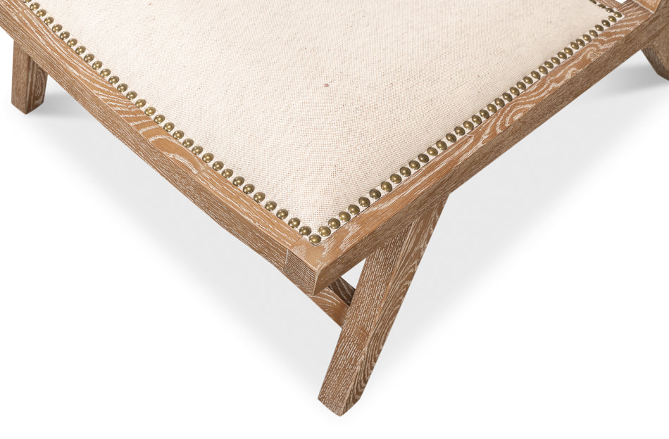 Mia Chair Cream Linen Exposed Wood Slipper Chair