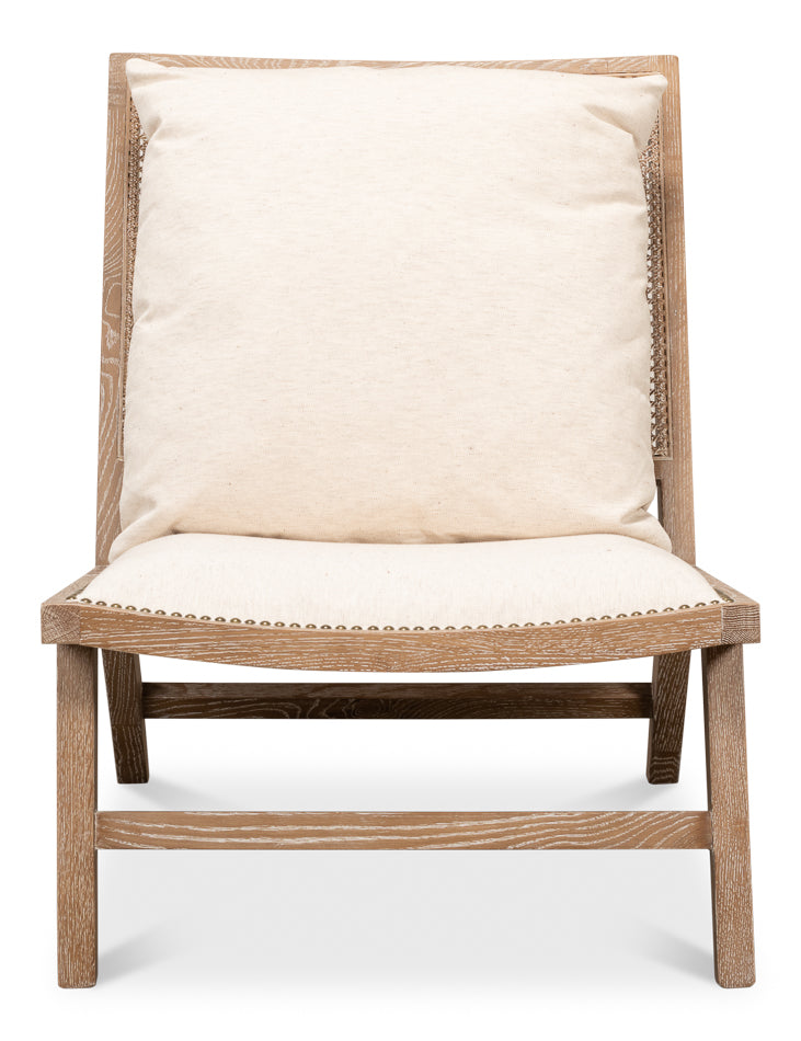 Mia Chair Cream Linen Exposed Wood Slipper Chair