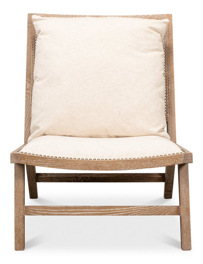 Mia Chair Cream Linen Exposed Wood Slipper Chair