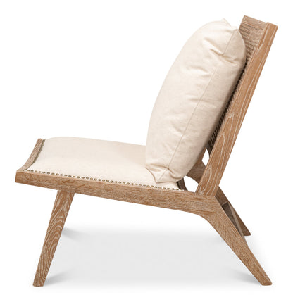 Mia Chair Cream Linen Exposed Wood Slipper Chair