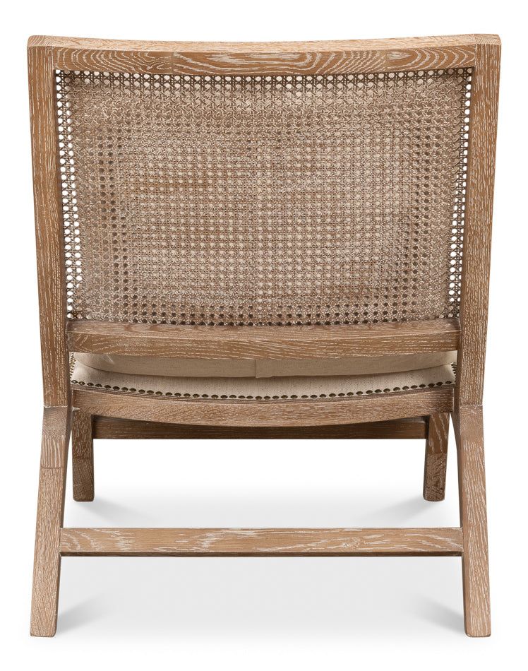 Mia Chair Cream Linen Exposed Wood Slipper Chair