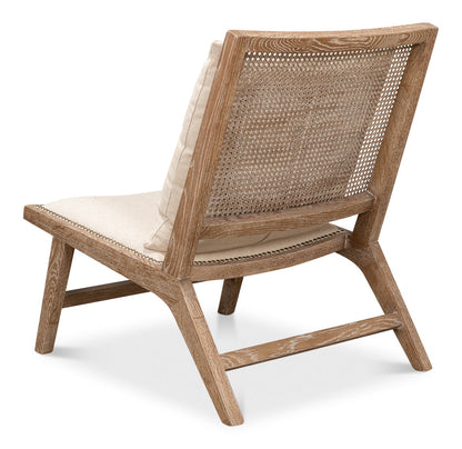 Mia Chair Cream Linen Exposed Wood Slipper Chair